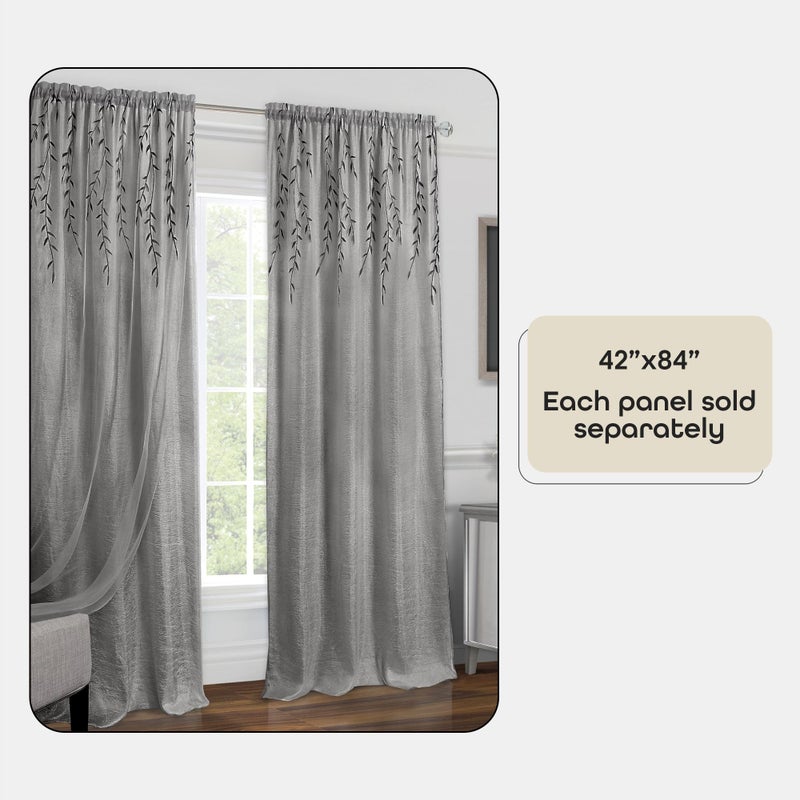 ACHIM Light Filtering Rod Pocket Panel Window Curtain - 84 Inch Length, 42 Inch Width - Grey - Room Darkening & Machine Washable Soft Polyester Drapes for Bedroom Living & Dining Room Home Decor - Image 4